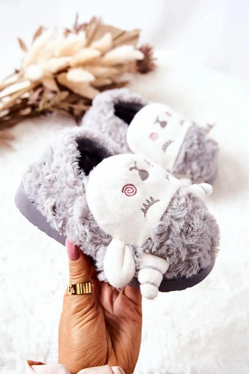 Clearance Dziecięce Papcie Baranek Szare Hollie Dzieci Chłopięce|Dziewczęce