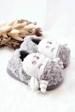 Clearance Dziecięce Papcie Baranek Szare Hollie Dzieci Chłopięce|Dziewczęce