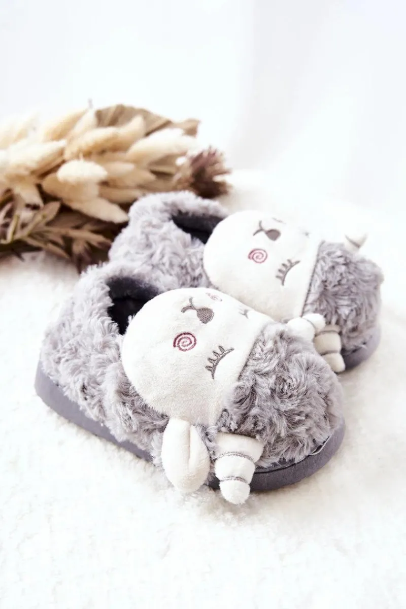 Clearance Dziecięce Papcie Baranek Szare Hollie Dzieci Chłopięce|Dziewczęce