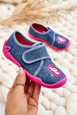 New BEFADO Dziecięce Papcie Jednorożec 122X016 Niebiesko-Różowe