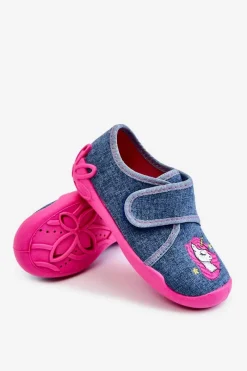 New BEFADO Dziecięce Papcie Jednorożec 122X016 Niebiesko-Różowe