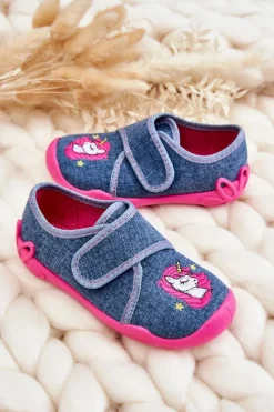 New BEFADO Dziecięce Papcie Jednorożec 122X016 Niebiesko-Różowe