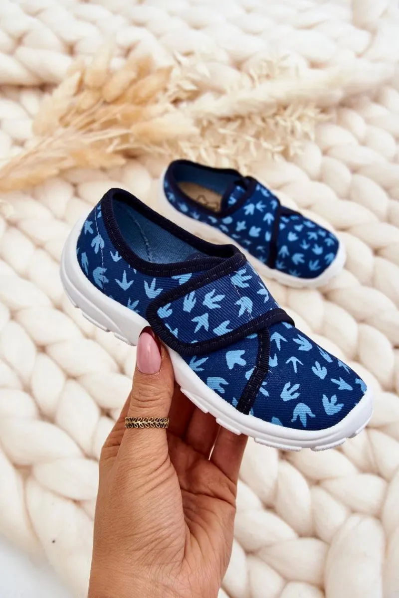 Sale BEFADO Dziecięce Papcie Ślady Dinozaura 974X476 Granatowe