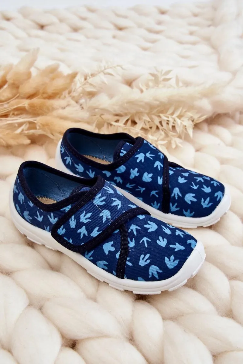 Sale BEFADO Dziecięce Papcie Ślady Dinozaura 974X476 Granatowe