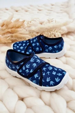 Sale BEFADO Dziecięce Papcie Ślady Dinozaura 974X476 Granatowe
