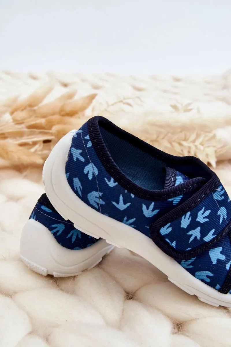 Sale BEFADO Dziecięce Papcie Ślady Dinozaura 974X476 Granatowe