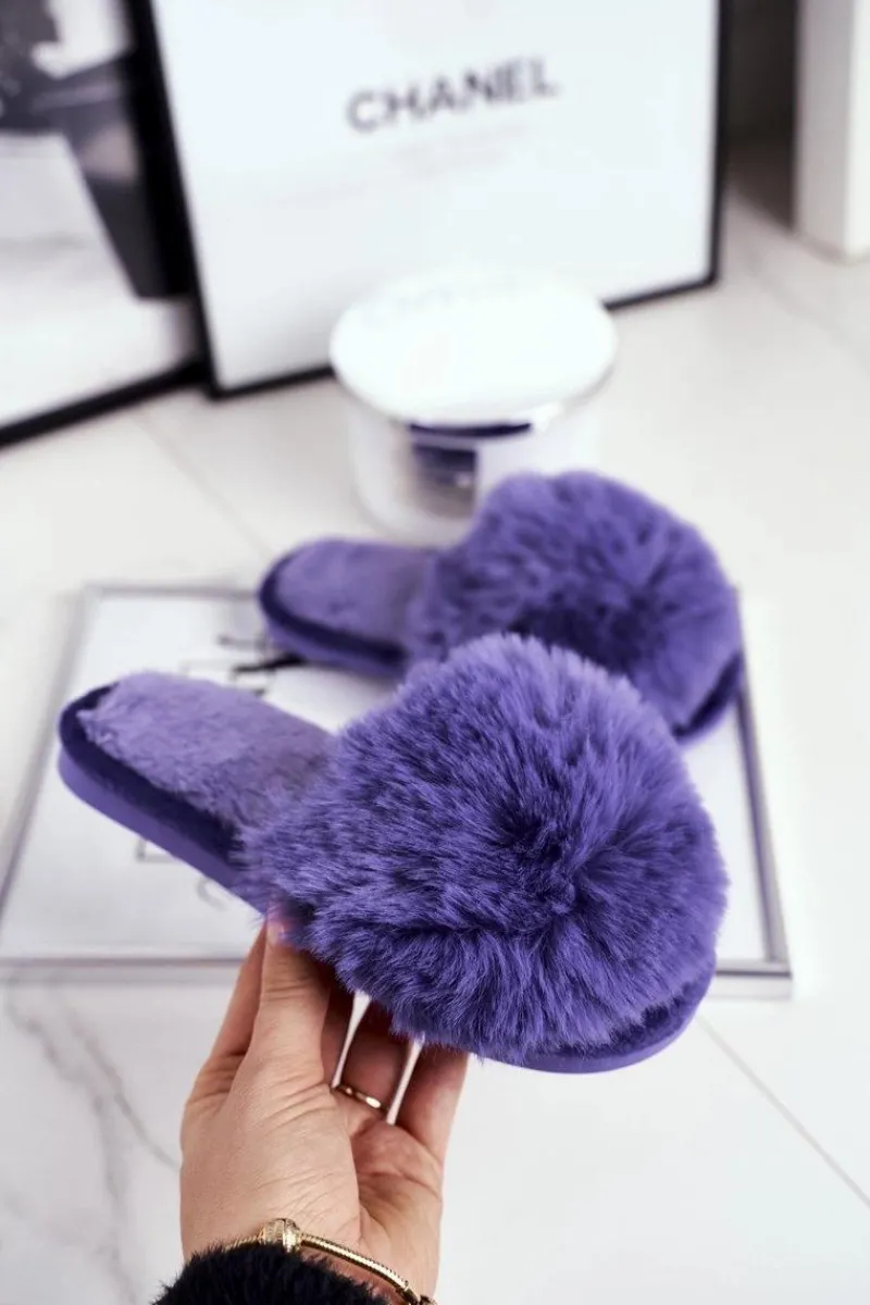 Sale Boto Dziecięce Papcie Klapki z Futerkiem Fioletowe Snow Ball