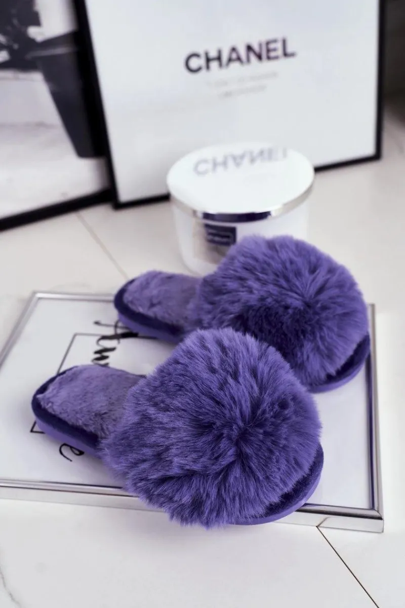 Sale Boto Dziecięce Papcie Klapki z Futerkiem Fioletowe Snow Ball