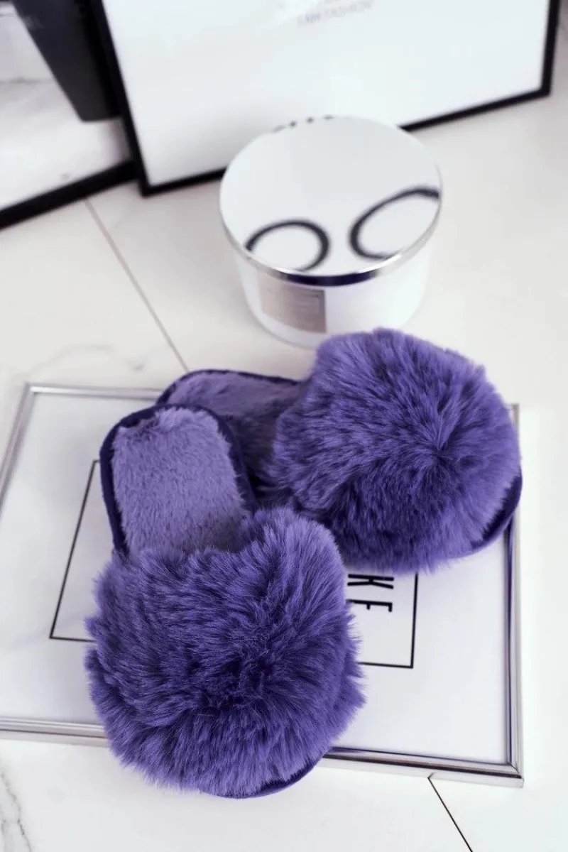 Sale Boto Dziecięce Papcie Klapki z Futerkiem Fioletowe Snow Ball