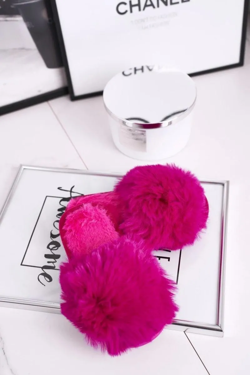 Dziewczęce|Dziewczęce>Boto Dziecięce Papcie Klapki z Futerkiem Fuksja Snow Ball