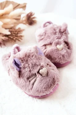 Best Dziecięce Papcie Kotki Z Uszami Fioletowe Tammy Dzieci Dziewczęce