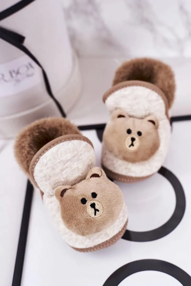 Dziecięce Papcie Na Gumce Z Misiem Brązowe Pooh Dzieci Chłopięce|Dziewczęce