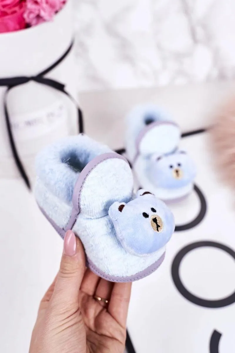 Chłopięce|Dziewczęce>Boto Dziecięce Papcie Na Gumce Z Misiem Niebieskie Pooh