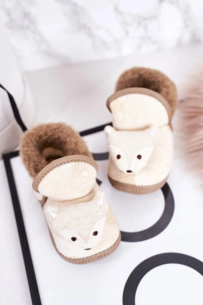 Discount Boto Dziecięce Papcie Na Gumce Z Liskiem Żółte Leo