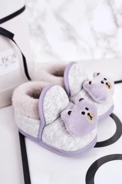 Discount Dziecięce Papcie Na Gumce Z Misiem Szare Pooh Dzieci Chłopięce|Dziewczęce