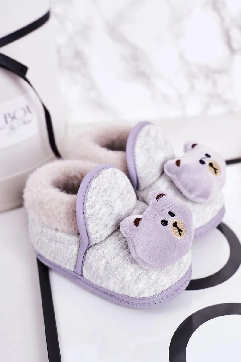 Discount Dziecięce Papcie Na Gumce Z Misiem Szare Pooh Dzieci Chłopięce|Dziewczęce