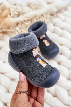 BEFADO Dziecięce Papcie Niechodki 002P024 Szare