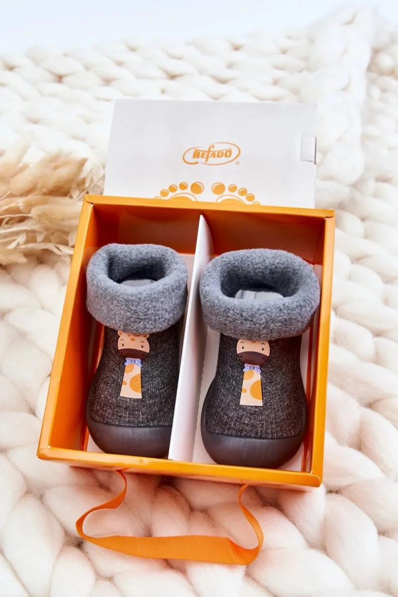 BEFADO Dziecięce Papcie Niechodki 002P024 Szare