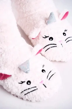 Clearance Aura.via Dziecięce Papcie Ocieplane Kożuszkiem Kotek Ecru