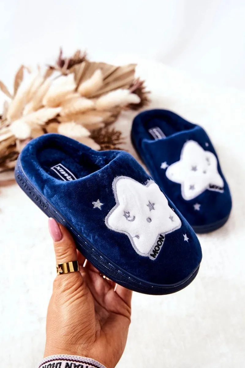 Discount Dziecięce Papcie Ocieplane Gwiazdy Granatowe Nelli Dzieci Dziewczęce