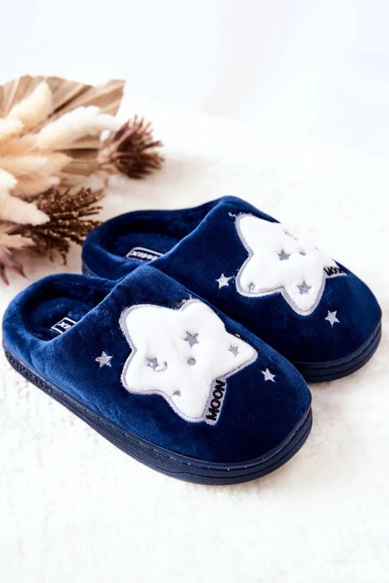 Discount Dziecięce Papcie Ocieplane Gwiazdy Granatowe Nelli Dzieci Dziewczęce