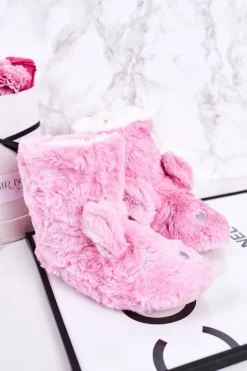 Hot Dziecięce Papcie Ocieplane Kożuszkiem Różowe Sleepyhead Dzieci Dziewczęce