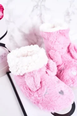 Hot Dziecięce Papcie Ocieplane Kożuszkiem Różowe Sleepyhead Dzieci Dziewczęce