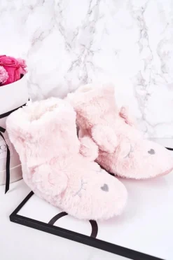 Dziewczęce|Back To School>Boto Dziecięce Papcie Ocieplane Kożuszkiem Jasny Róż Sleepyhead