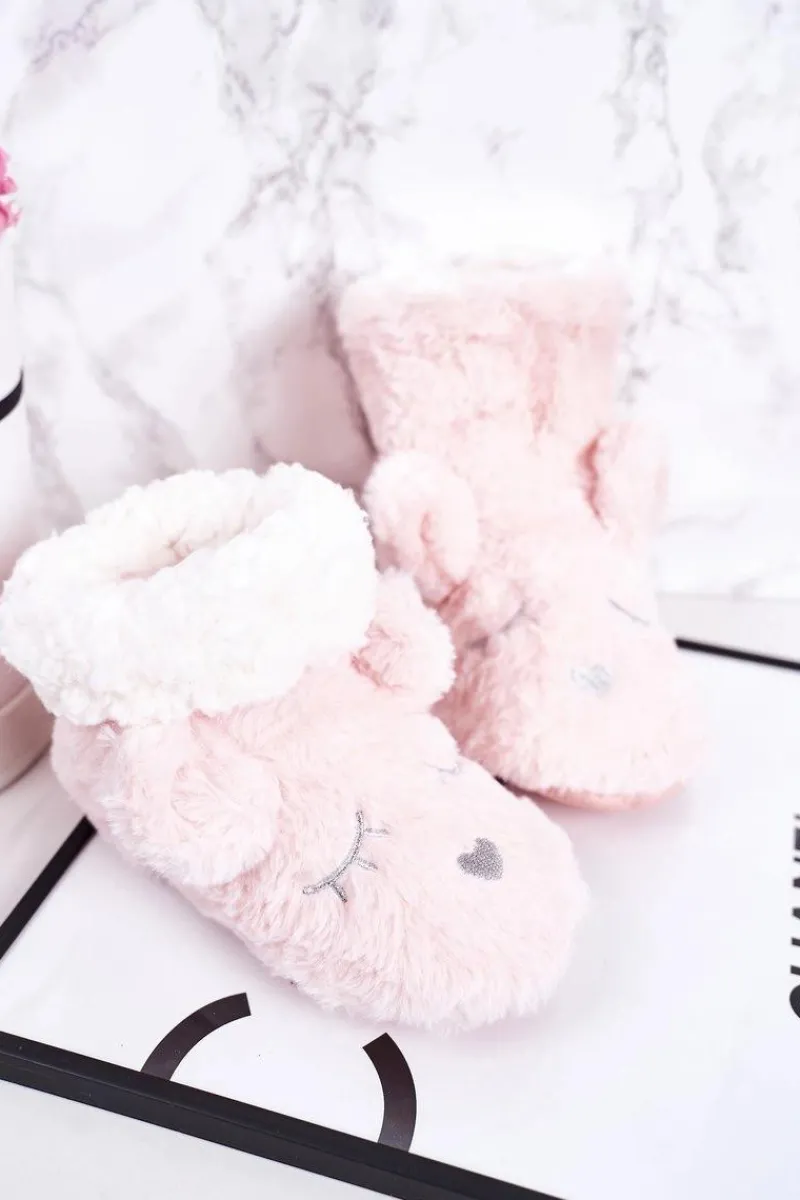 Dziewczęce|Back To School>Boto Dziecięce Papcie Ocieplane Kożuszkiem Jasny Róż Sleepyhead