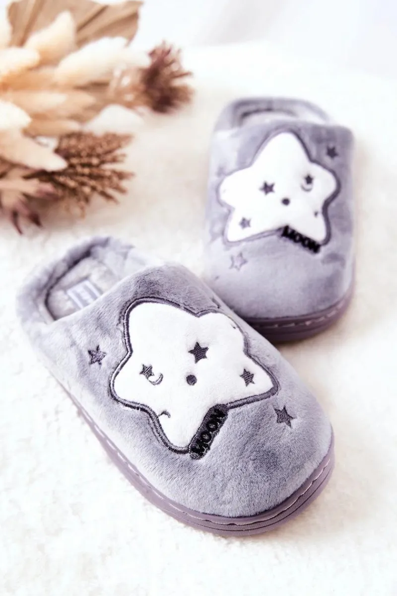 Online Boto Dziecięce Papcie Ocieplane Gwiazdy Szare Nelli