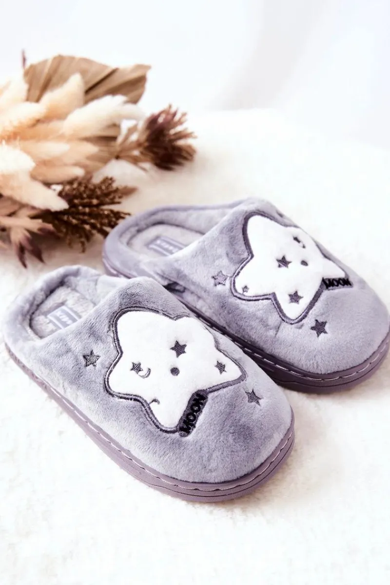Online Boto Dziecięce Papcie Ocieplane Gwiazdy Szare Nelli