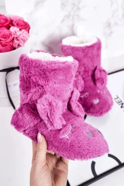 Dziewczęce>Boto Dziecięce Papcie Ocieplane Kożuszkiem Fuksja Sleepyhead