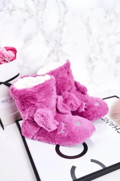 Dziewczęce>Boto Dziecięce Papcie Ocieplane Kożuszkiem Fuksja Sleepyhead