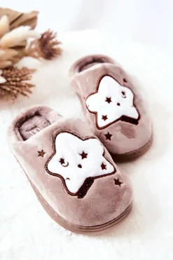 Online Dziecięce Papcie Ocieplane Gwiazdy Beżowe Nelli Dzieci Dziewczęce