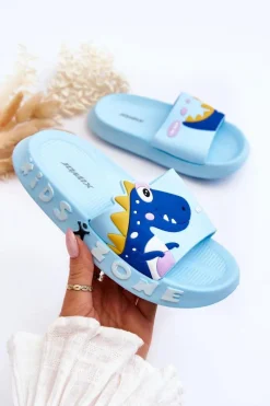 Boto Dziecięce Piankowe Klapki Dinozaur Jasnoniebieskie Dario