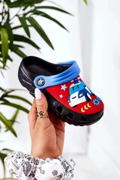 Chłopięce>Boto Dziecięce Piankowe Klapki Kroksy Z Samochodem Czarne