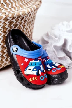 Chłopięce>Boto Dziecięce Piankowe Klapki Kroksy Z Samochodem Czarne