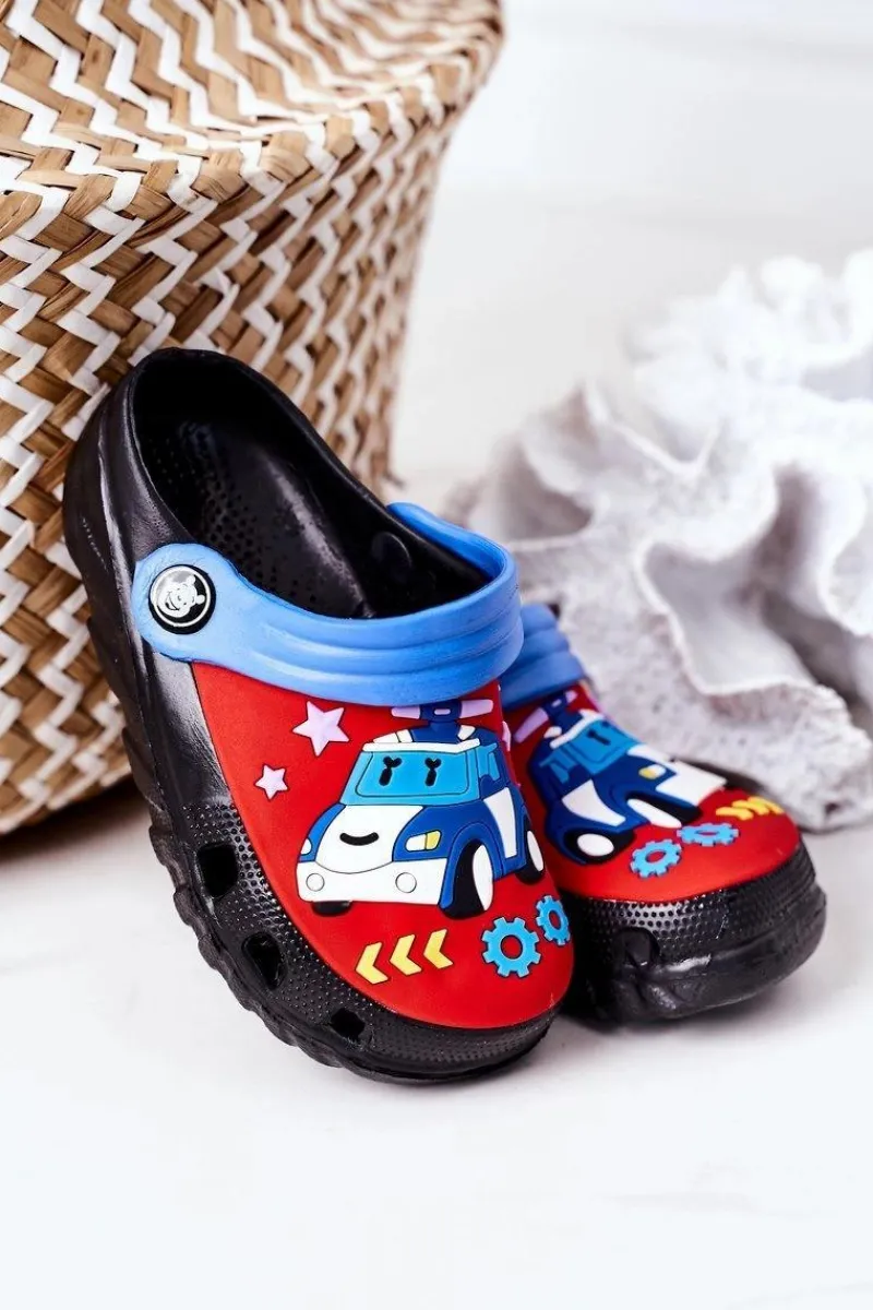Chłopięce>Boto Dziecięce Piankowe Klapki Kroksy Z Samochodem Czarne