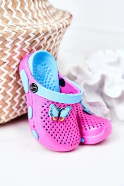 Clearance Dziecięce Piankowe Klapki Kroksy Fuksja Olivia Dzieci Dziewczęce