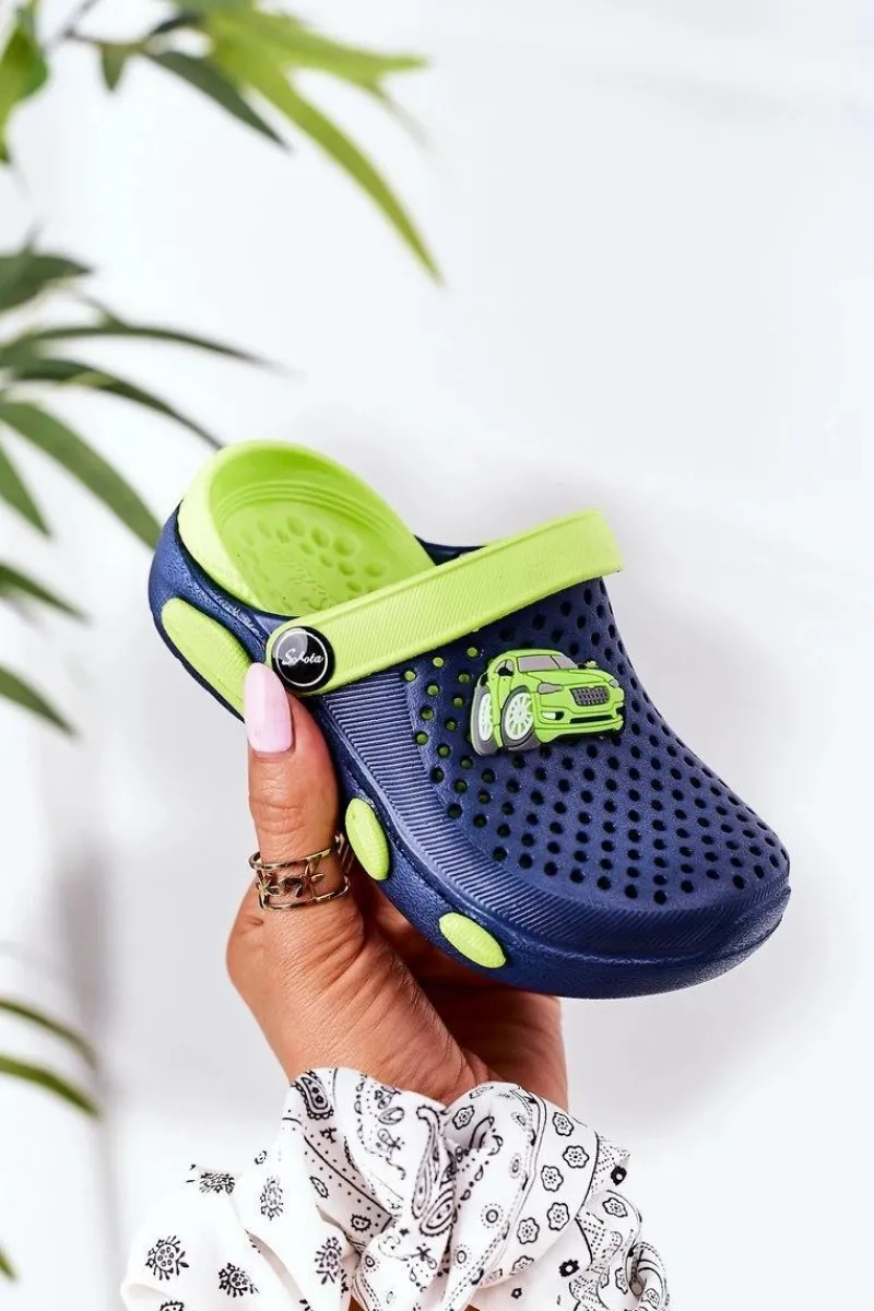 Sale Boto Dziecięce Piankowe Klapki Kroksy Granatowo-Zielone Oliver