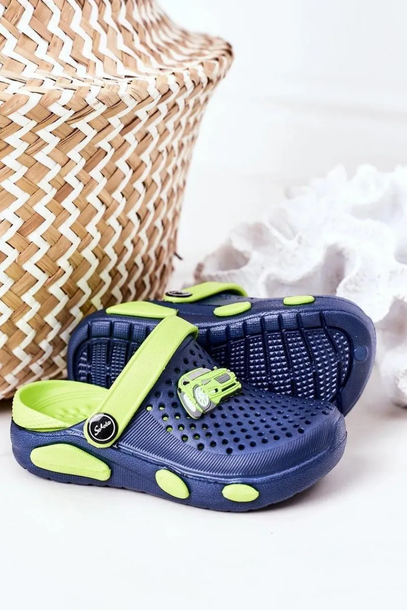 Sale Boto Dziecięce Piankowe Klapki Kroksy Granatowo-Zielone Oliver