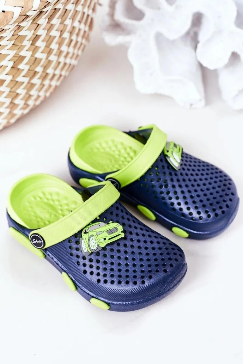 Sale Boto Dziecięce Piankowe Klapki Kroksy Granatowo-Zielone Oliver