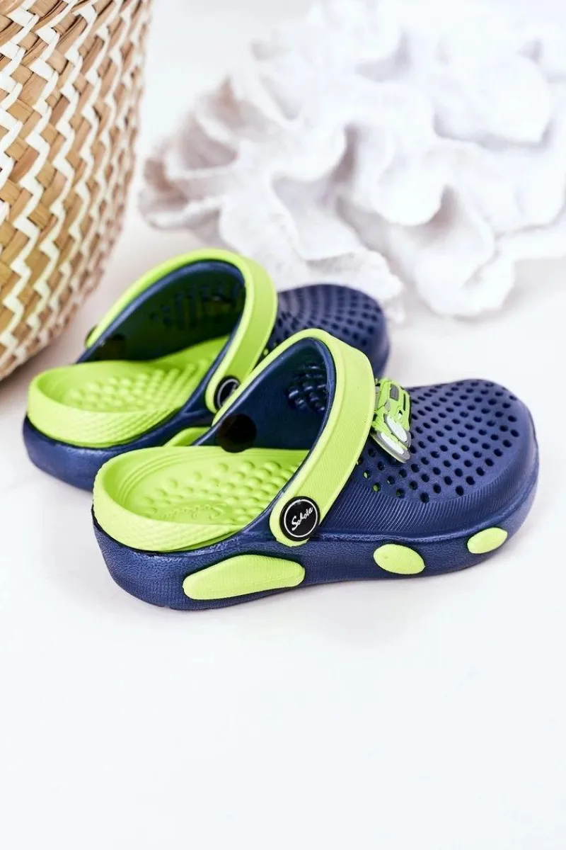 Sale Boto Dziecięce Piankowe Klapki Kroksy Granatowo-Zielone Oliver
