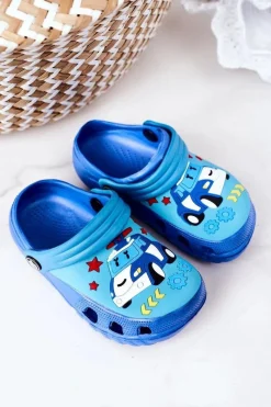 Outlet Boto Dziecięce Piankowe Klapki Kroksy Z Samochodem Niebieskie