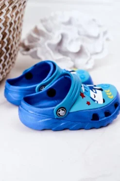 Outlet Boto Dziecięce Piankowe Klapki Kroksy Z Samochodem Niebieskie