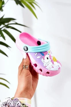 Hot Boto Dziecięce Piankowe Klapki Kroksy Z Jednorożcem Różowe
