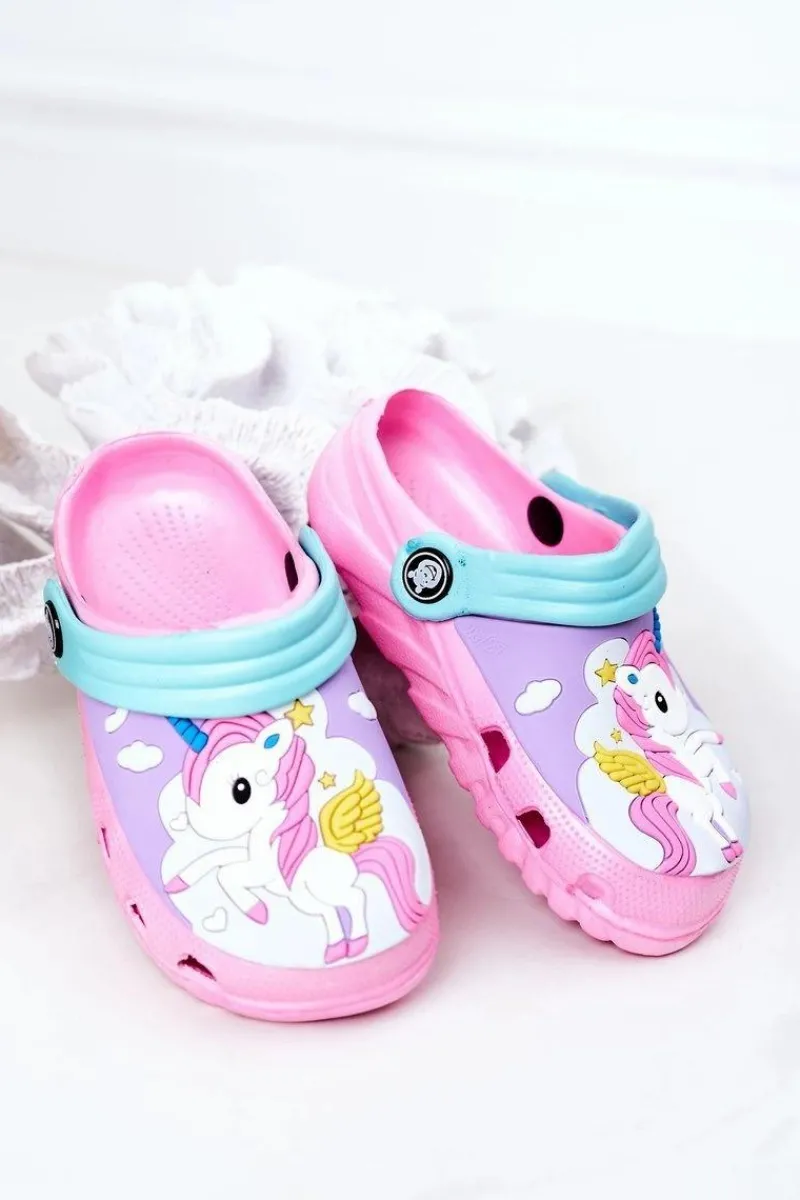 Hot Boto Dziecięce Piankowe Klapki Kroksy Z Jednorożcem Różowe