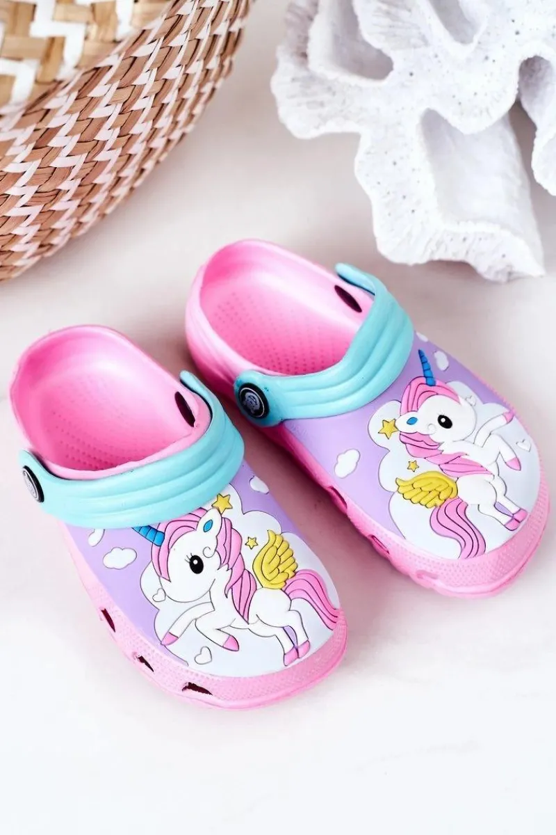 Hot Boto Dziecięce Piankowe Klapki Kroksy Z Jednorożcem Różowe