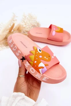 Online Boto Dziecięce Piankowe Klapki Dinozaur Jasnoróżowe Dario Różowy