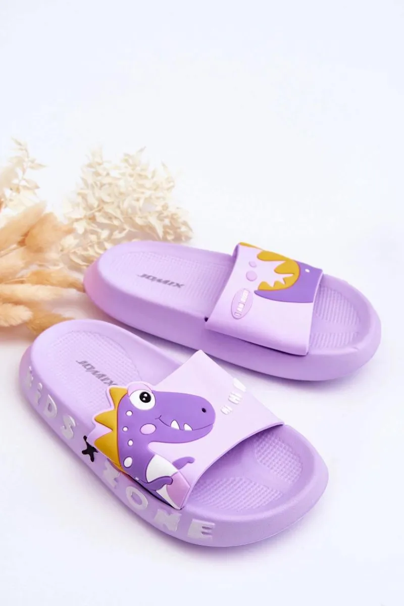 Discount Dziecięce Piankowe Klapki Dinozaur Fioletowe Dario Dzieci Chłopięce|Dziewczęce